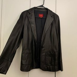 Cole Haan Lamb leather blazer jacket black medium